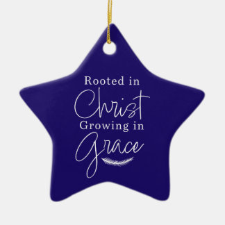 Growing in Grace Blue and White Star Christmas セラミックオーナメント
