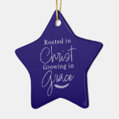 Growing in Grace Blue and White Star Christmas セラミックオーナメント (左)