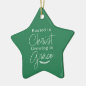 Growing in Grace Green and White Star Christmas セラミックオーナメント (左)