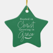 Growing in Grace Green and White Star Christmas セラミックオーナメント (裏面)