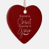 Growing in Grace Red and White Heart Christmas セラミックオーナメント (右)