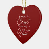 Growing in Grace Red and White Heart Christmas セラミックオーナメント (左)