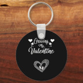 Growing My Valentine Pregnancy New Mom Valentines キーホルダー (正面)