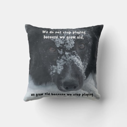 Growing Old Inspirational Quote Border Collie クッション (裏面)