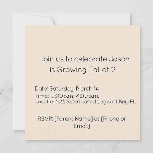 Growing Tall Birthday 招待状 (裏面)