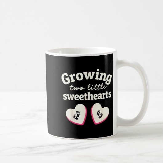 Growing Two Little Sweethearts Valentines Pregnanc コーヒーマグカップ (右)