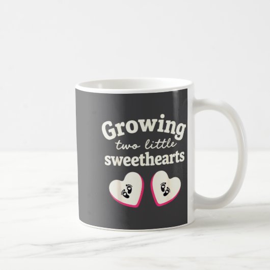 Growing Two Little Sweethearts Valentines Pregnanc コーヒーマグカップ (右)