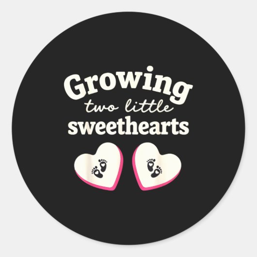 Growing Two Little Sweethearts Valentines Pregnanc ラウンドシール (正面)
