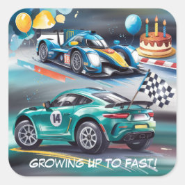 Growing Up To Fast Boy Birthday Party スクエアシール