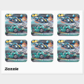 Growing Up To Fast Boy Birthday Party スクエアシール (シート)