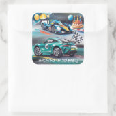 Growing Up To Fast Boy Birthday Party スクエアシール (バッグ)