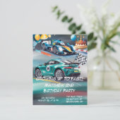 Growing Up To Fast Boy Birthday Party Invitation 出欠カード (スタンド正面)