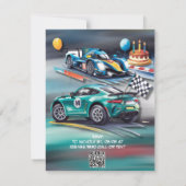 Growing Up To Fast Boy Birthday Party Invitation 出欠カード (裏面)