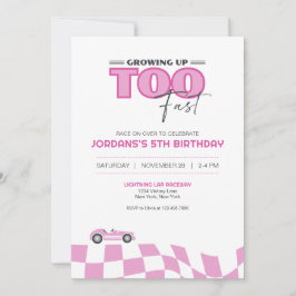Growing Up Too Fast Race Car Birthday Invitation 招待状