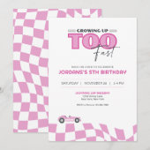 Growing Up Too Fast Race Car Birthday Invitation 招待状 (正面/裏面)