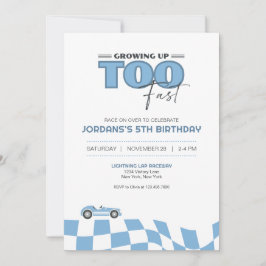 Growing Up Too Fast Race Car Birthday Invitation 招待状