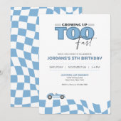 Growing Up Too Fast Race Car Birthday Invitation 招待状 (正面/裏面)