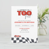 Growing Up Too Fast Race Car Birthday Invitation 招待状 (スタンド正面)