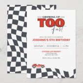 Growing Up Too Fast Race Car Birthday Invitation 招待状 (正面/裏面)