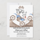 Growing up TWO FAST Blue Dirt Bike 2nd birthday  招待状 (正面)