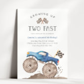 Growing Up Two Fast Blue Monster Truck Birthday 招待状