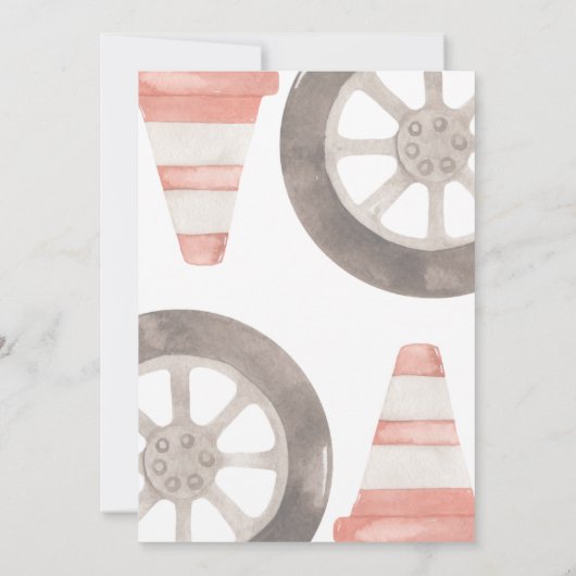 Growing Up Two Fast Blue & Red Race Car Birthday 招待状 (裏面)