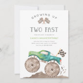 Growing Up TWO Fast Monster Truck 2nd Birthday 招待状 (正面)