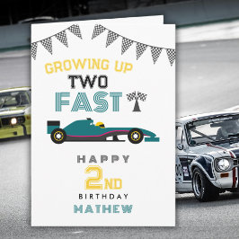 Growing Up Two Fast Race Car 2nd Birthday Card シーズンカード