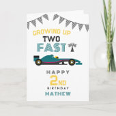 Growing Up Two Fast Race Car 2nd Birthday Card シーズンカード (正面)