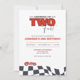 Growing Up Two Fast Race Car Birthday Invitation 招待状
