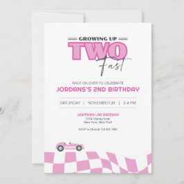 Growing Up Two Fast Race Car Birthday Invitation 招待状