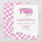 Growing Up Two Fast Race Car Birthday Invitation 招待状 (正面/裏面)