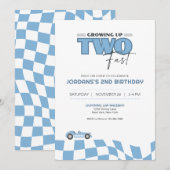 Growing Up Two Fast Race Car Birthday Invitation 招待状 (正面/裏面)