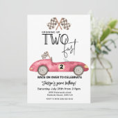 Growing Up TWO fast Red Race car 2nd birthday 招待状 (スタンド正面)