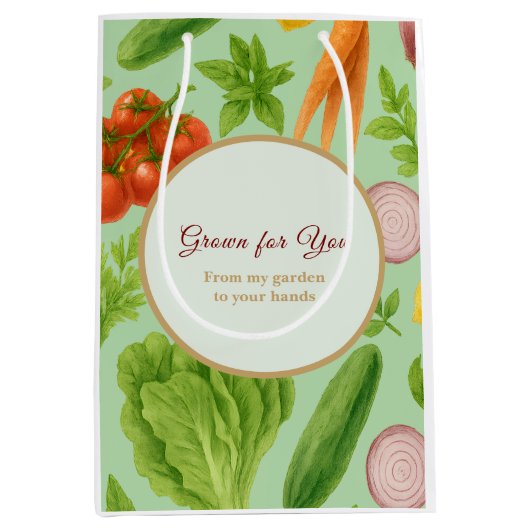 Grown for You Garden Gift Bag — Fresh Vegetable  ミディアムペーパーバッグ (正面)