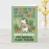 Growth Good Vibes Unicorn Plant Lover Birthday カード (黄色い花)