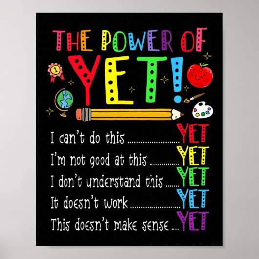 Growth Mindset Back To School Power Of Yet Positiv ポスター (正面)