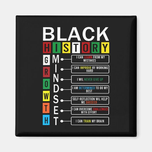 Growth Mindset Definition Cool Black History Month マグネット (正面)