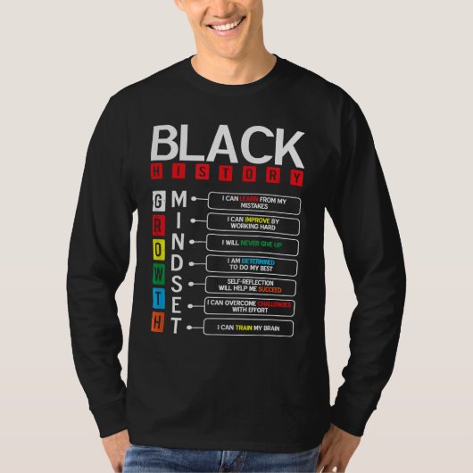 Growth Mindset Definition Cool Black History Month Tシャツ (正面)