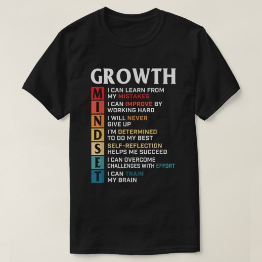 Growth Mindset Quote Positive Motivation Shirt Tシャツ (デザイン正面)