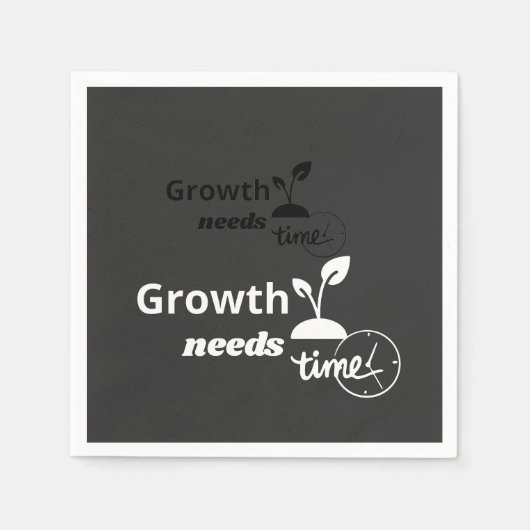 Growth Needs Time – Minimal Motivational Quote Pos スタンダードカクテルナプキン (正面)