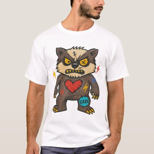 GRRR Badger — 怒ってて愛らしい Tシャツ (正面)