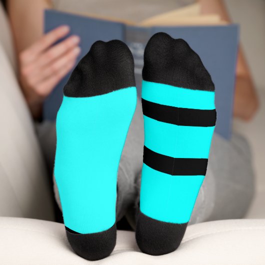 Grubby Hands Logo Crew Socks (cyan and black) ソックス (底面)