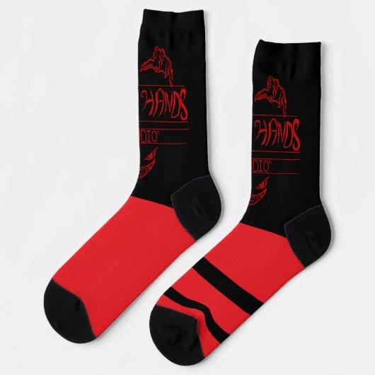 Grubby Hands Logo Crew Socks (Red and Black) ソックス (左)