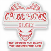 Grubby Hands Studio ロゴ + モットービニールステッカー シール (正面)