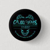 Grubby Hands Studio Logo + Motto Button Pin 缶バッジ (正面)