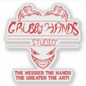 Grubby Hands Studio Logo + Motto Vinyl Sticker シール (正面)