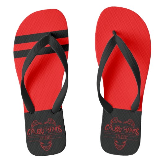 Grubby Hands Studio Red Flip Flops ビーチサンダル (フットベッド)