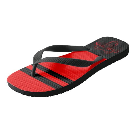 Grubby Hands Studio Red Flip Flops ビーチサンダル (アングル)