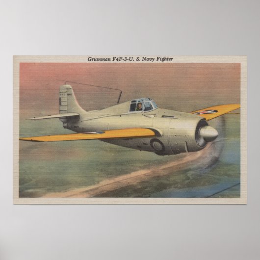 Grumman F4F-3-U.S. Navy Fighterの見解 ポスター (正面)